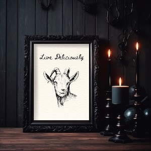 Live Deliciously Art Print, Black Phillip, The Witch Movie, The VVitch Movie Reference, Art Poster, Horror Movie Art, Matte Wall Art Print