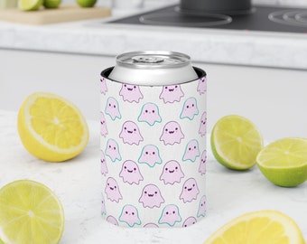 Spooky Kawaii Ghost Can Cooler: Halloween Party Koozie