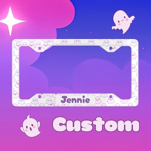 Cadre de plaque d’immatriculation Kawaii personnalisé, cadre de plaque d’immatriculation en métal, accessoires de voiture Kawaii, couverture de plaque d’immatriculation, accessoires de voiture pour adolescents