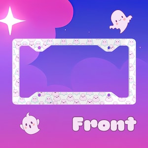Cadre de plaque d&#39;immatriculation kawaii, cadre de plaque d&#39;immatriculation en métal, accessoires de voiture kawaii, cache plaque d&#39;immatriculation, accessoires de voiture pour adolescents, décoration pastel