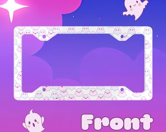 Ramka na tablicę rejestracyjną Kawaii Ghost: Pastelowe akcesoria samochodowe