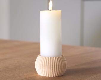 Ribbed Ball Candle Holder: Nordic Minimalist Decor for LED Tealights & Pillar Candles