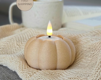 Pumpkin Candle Holder – Halloween Decor – LED Tealight & Taper Candle Holder – Scandinavian Minimalist Autumn Decor
