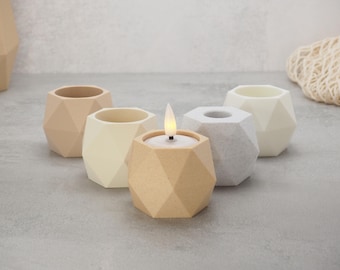 Portavelas LED para velas de té y velas cónicas: Decoración escandinava minimalista reversible