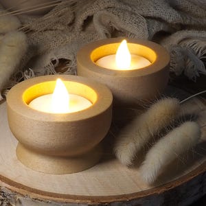Hourglass Tealight Holders Minimal LED Candle Cups Warm Cozy Decor Hygge Nordic Accent Gift for Her Calm Table Centerpiece Glow Light Set