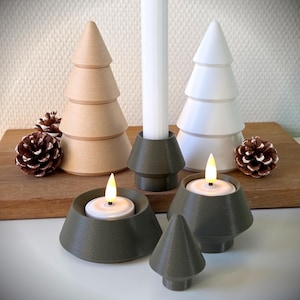 Tealight Candle Holder Stacking Christmas Tree | Christmas Tree Candle | Minimalist Modern Scandinavian Decor for Festive Holiday Season