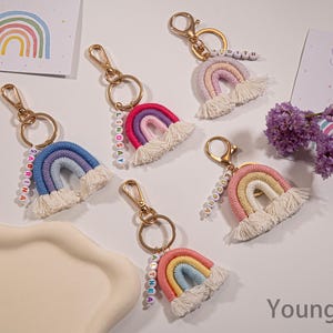 Personalised Teacher Rainbow Keyring,Macrame Rainbow Keyring,Name Beaded Rainbow Keychain,Rainbow Mini Macrame,Teacher Gifts,Gfts for Her