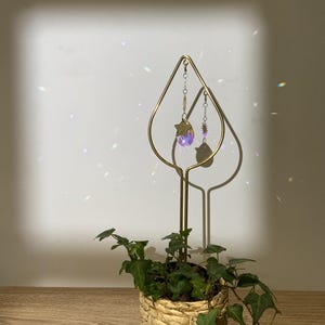 Personalized Crystal Prism Sun Catcher: Bohemian Plant Stake, Star Logo