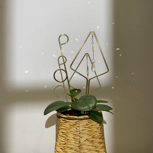 Crystal Prism Sun Catcher Plant Stake: Boho Garden Decor