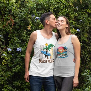 Unisex Beach Vibes Tank Top: Summer Vacation Outfit