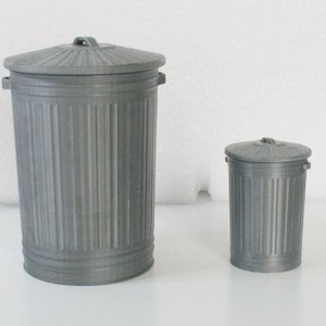 Miniature Trash Can for Dollhouse or Diorama | 1/18 | 1/12 | 1/10 | 1/9 | 1/6 Scale Options, Custom Color Option
