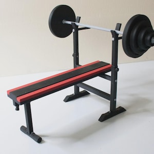 Miniature Bench Press for Dollhouse or Diorama | 1/18 | 1/12 | 1/10 | 1/9 | 1/6 Scale Options, Custom Color Option