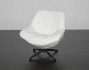 Miniature Swivel Chair – Dollhouse or Diorama Furniture | 1/18 | 1/12 | 1/10 | 1/9 | 1/6 Scale Options, Custom Color Option