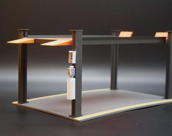 4-Säulen-Hebevorrichtung im Maßstab 1:18 - Garagen-Diorama-Bahnsteig, Parkhaus-Aufsteller, Modellauto-Ladenzubehör