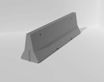 Miniature Concrete Jersey Barrier for Dollhouse or Diorama | 1/18 | 1/12 Scale Options