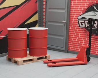 Miniature Hand Pallet Jack Set for Dollhouse or Diorama | 1/18 | 1/12 | 1/10 | 1/9 | 1/6 Scale Options