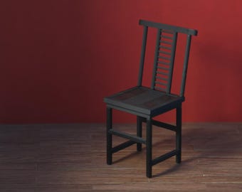 Silla tradicional china de madera para dioramas o casas de muñecas, escala 1:6, opciones de color personalizadas.