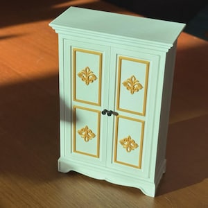 Miniature Fleur Armoire for Dollhouse or Diorama | 1/18 | 1/12 | 1/10 | 1/9 Scale Options, Custom Color Option