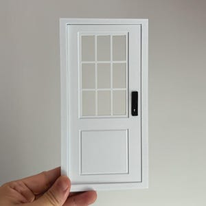Miniature Functional Door for Dollhouse or Diorama | 1/18 | 1/12 | 1/10 | 1/9 Scale Options, Custom Color Option
