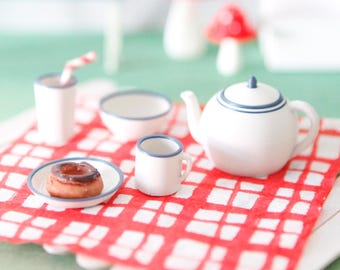 Elf Dinnerware Set – Miniature Service for the Elf Door | Plate, Bowl, Cup, Mug & Teapot