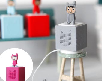 Miniatura Toniebox 1 z lampką kontrolną, figurką Tonie i stacją ładującą – pozytywka Gnoma w 5 kolorach | Dekoracja z motywem Gnoma