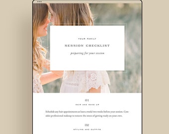 Quinn Family Photography Session Checklist Email PS + Canva- INSTANT DOWNLOAD