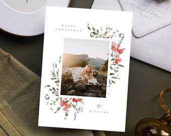Kaart 17 – Afdrukbare vakantie-/kerstkaartsjabloon Photoshop + Canva / Aanpasbare kerstkaartsjabloon / Canva-kerstkaart