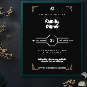 Family Dinner Invitation PDF - Editable Invite on Canva - Custom Dinner Card - Printable Family - High Quality JPG