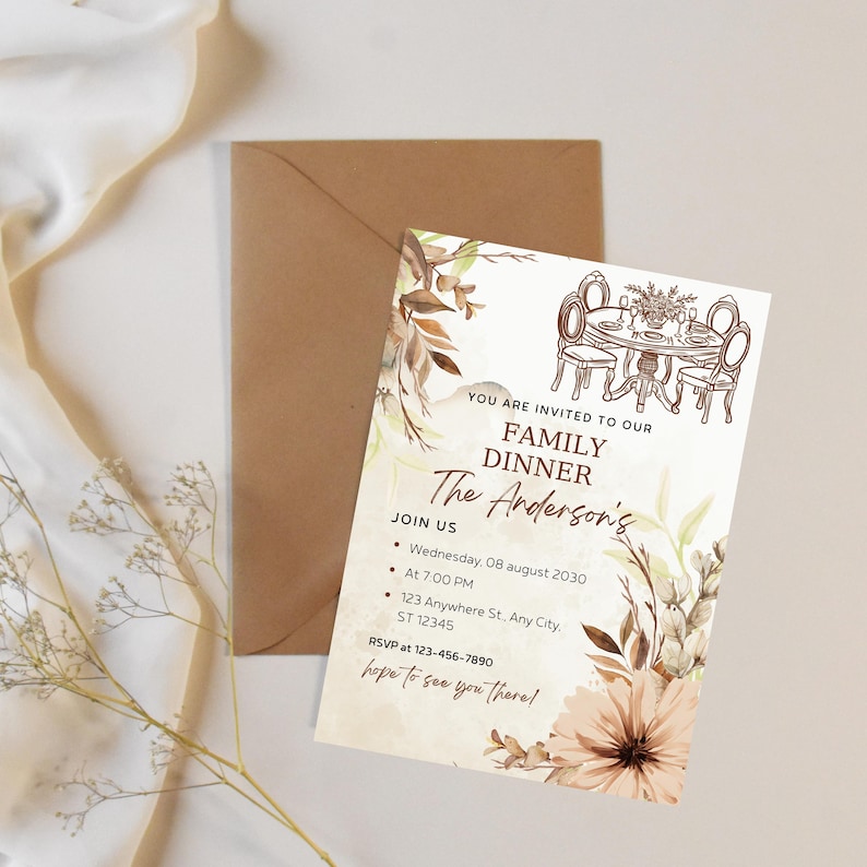 Editable Family Reunion Invitations Templates Bundle: Modern Dinner