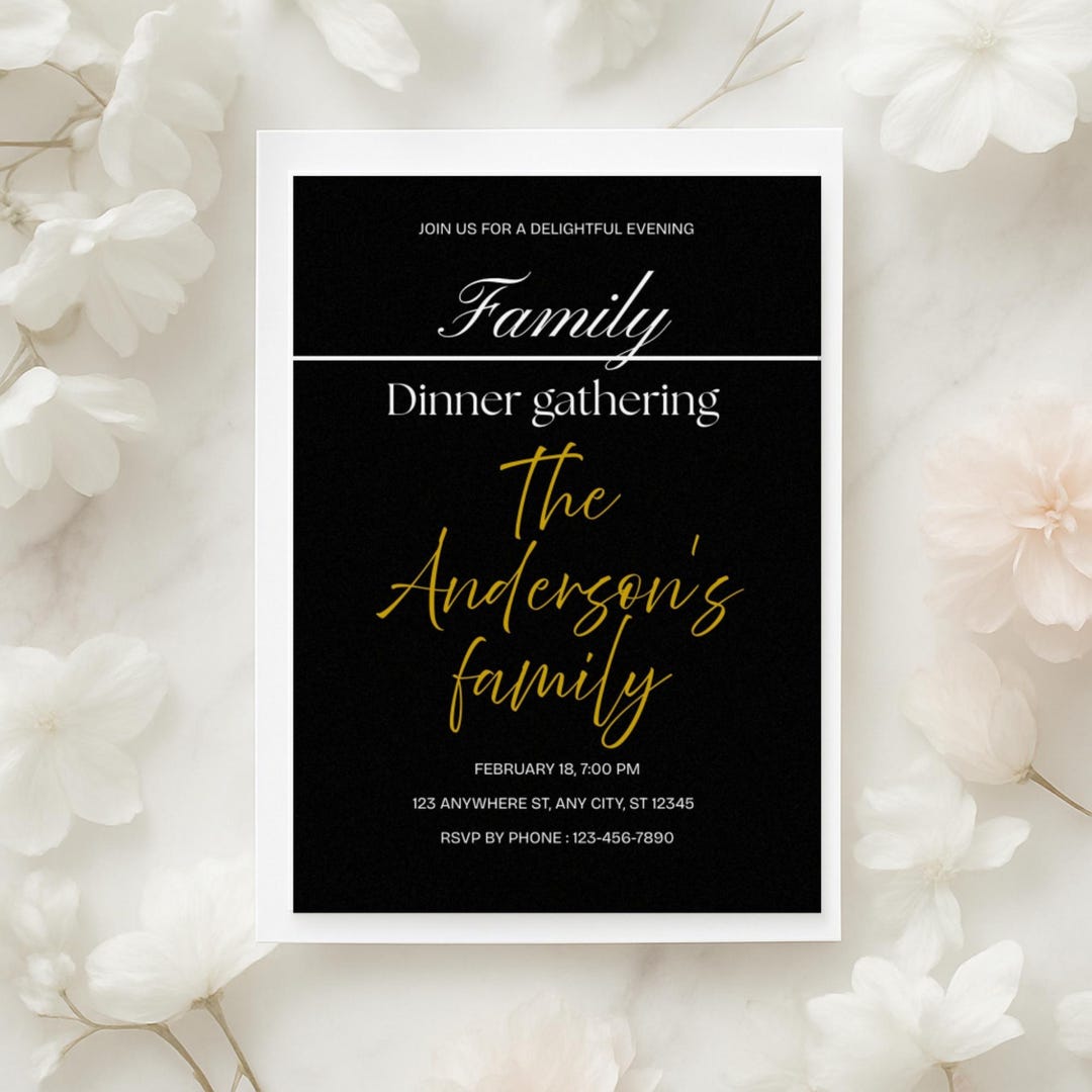 Invite Family Editable Family Dinner Invitation - Modern Reunion Card (canva Template ...