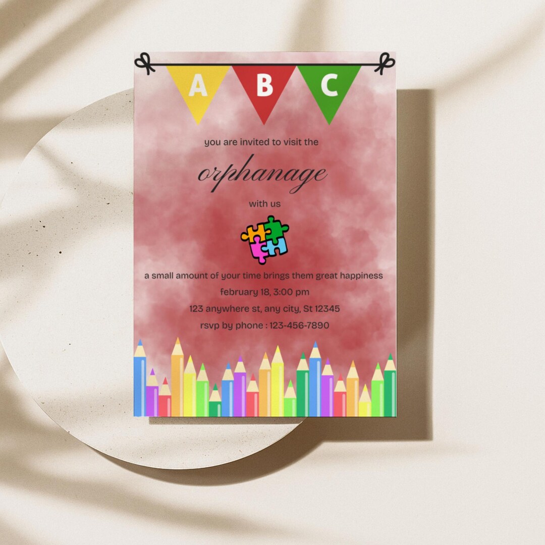 Orphanage Visit Invitation Template Volunteer Charity Event Invite ...