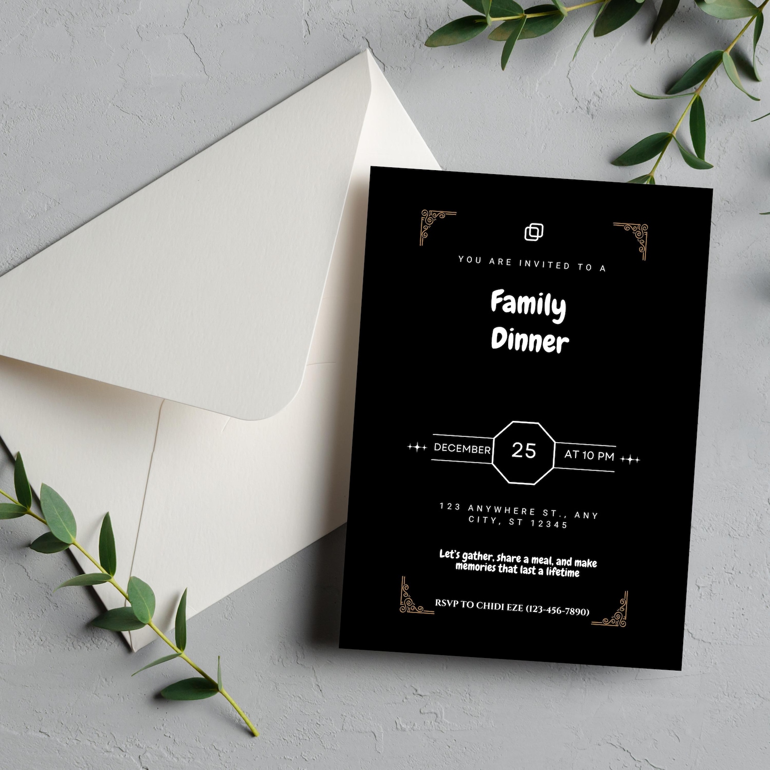 Invite Family Editable Family Dinner Invitation – Modern Reunion Card (PDF) - Etsy