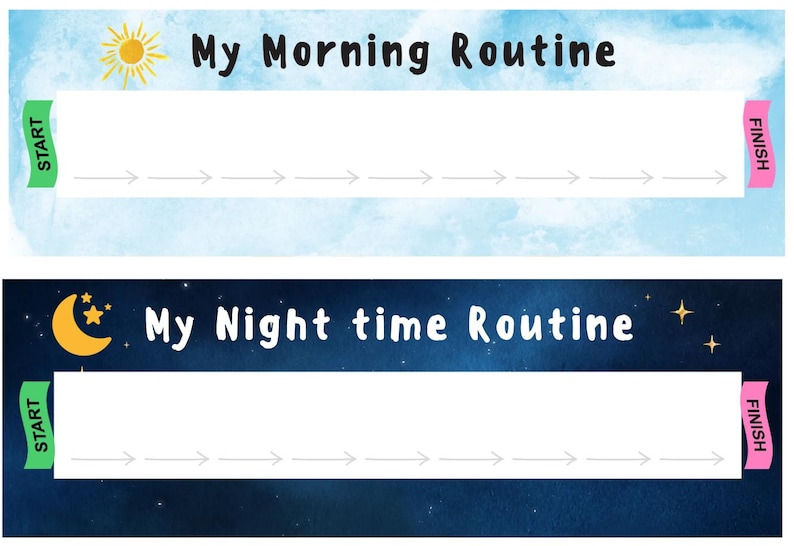 Morning and Night Routine Chart for Kids | Visual Schedule With ...