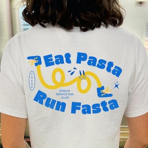 Eat Pasta Run Fasta Shirt, Spaghetti Unisex Tee, Run Club Shirt, Diner shirt, Illustration, Pasta Lover Gift,  Oversized Italia, Gym Apparel