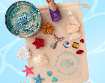 Mermaid Playdough Kit | Sensory Pretend Play Dough | Kids Gifts | Montessori Toys | Loose Parts Play
