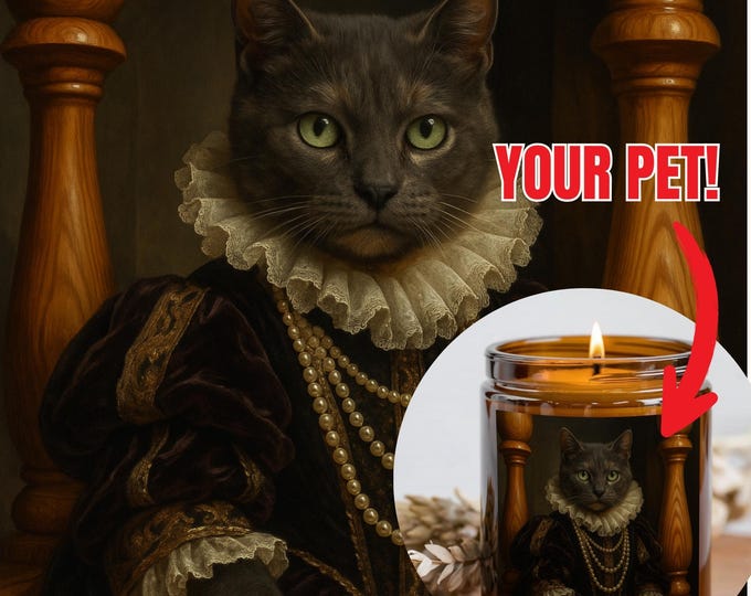 Custom Royal Pet Candle, Pet Lovers Gift, Custom Pet Portrait Candle, Pet Memorial Candle Gift, Memorial Candle, Pet Candle, Candle Gift
