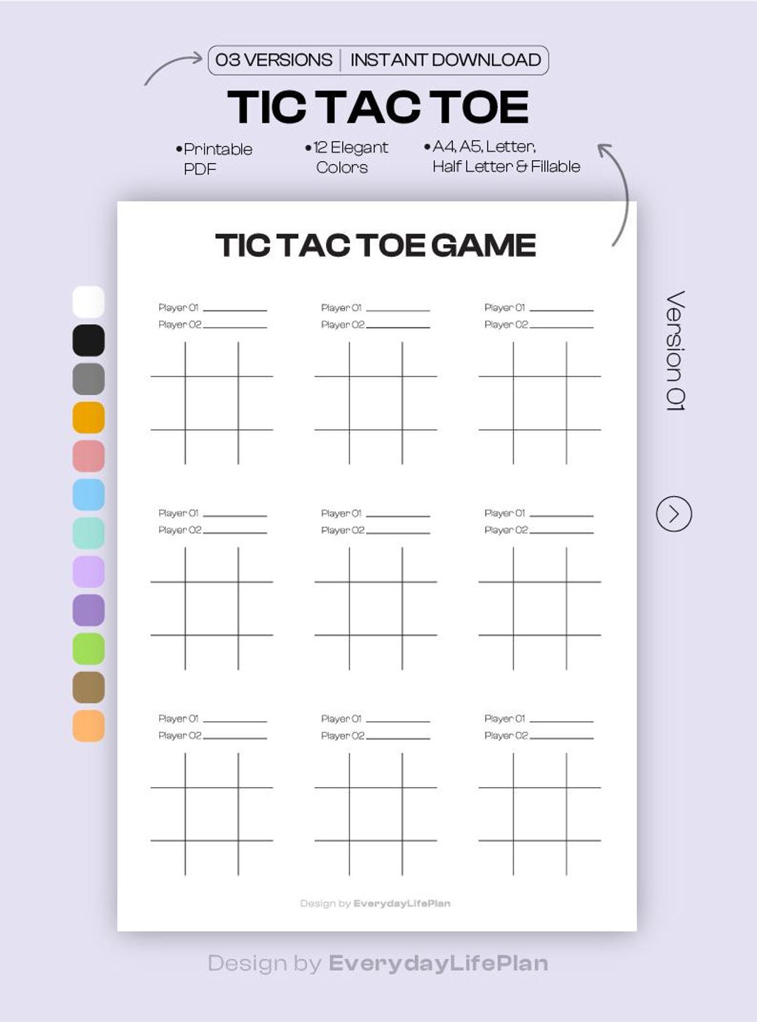 Tic Tac Toe Game Printable PDF, Fun Kids Activity Sheet, Travel Game ...