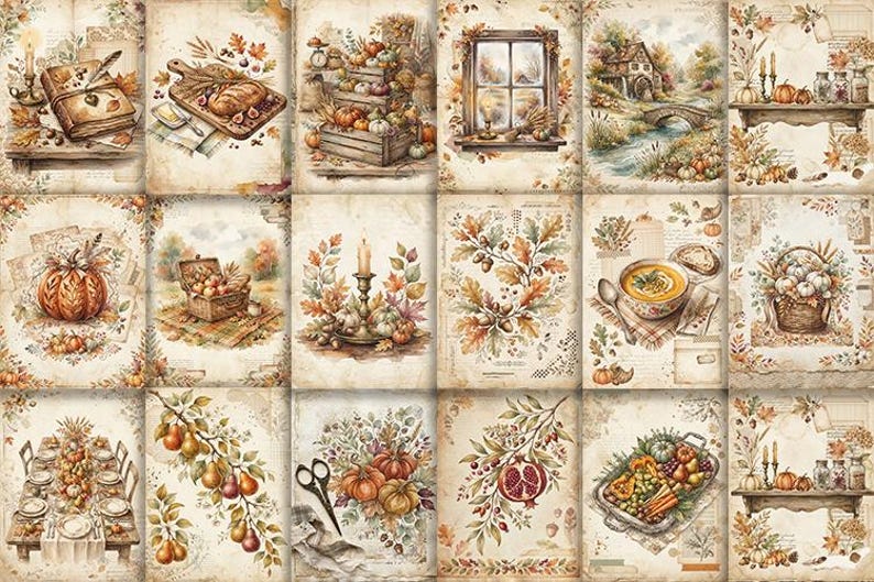 Thanksgiving Junk Journal Kit | 119 Printable Autumn Harvest Pages ...