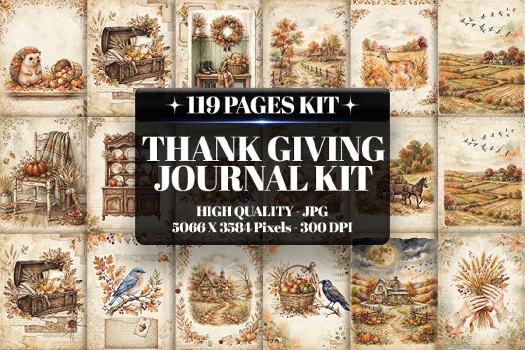 Thanksgiving Junk Journal Kit | 119 Printable Autumn Harvest Pages ...