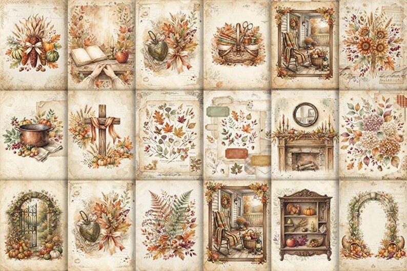 Thanksgiving Junk Journal Kit | 119 Printable Autumn Harvest Pages ...