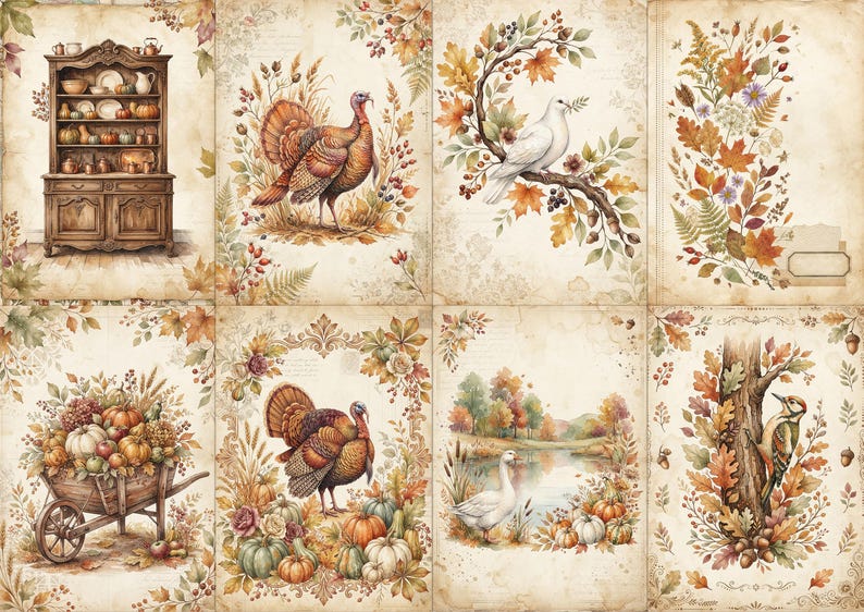 Thanksgiving Junk Journal Kit | 119 Printable Autumn Harvest Pages ...