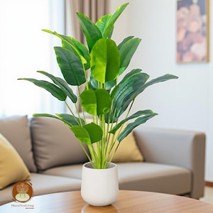 1PC Small Artificial Tropical Palm Leaves, Faux Greenery Stems for Vase, Bird of Paradise Style Green Plant for Home & DIY Decor