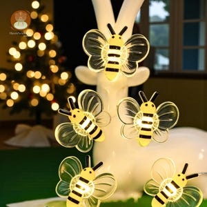 Bee Fairy Lights Battery Powered | 10/20/30 LED Warm White String Lights for Bedroom Plants Patio Wedding Christmas Decoration