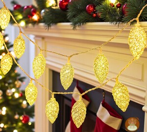 Guirlande Déco Noël En Maille Feuille D'or - 26cm X 9,14m - Pour Sapin, Jardin, Mariage, Pâques - Jaune