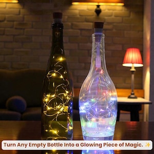 Guirlande lumineuse 20 LED pour bouteille en liège, rechargeable par USB, guirlande lumineuse chaude/blanche/RVB pour la maison, la chambre, le bar, la décoration de vacances, l&#39;éclairage de bouteille de vin