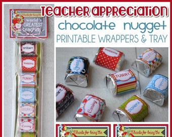 TEACHER Appreciation Chocolate Nugget Wrappers, CANDY favor, Back to SCHOOL Treat - Printable Instant Download
