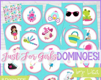 Just for Girls DOMINOES Printable Game, Party Game, Boredom Buster, great for play dates + BONUS Match It Game - Instant Download by Lisa
