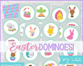 Printable Easter Game, DOMINOES, Easter Basket Stuffers, Gift, Party Game, Egg Hunt Activity + BONUS Match Game - Instant Download by Lisa