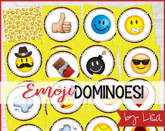 EMOJI DOMINOES Printable Game, Emoji Game, Emoji Party Printables, Happy Face, Classroom Game + Bonus Match Game - Instant Download by Lisa