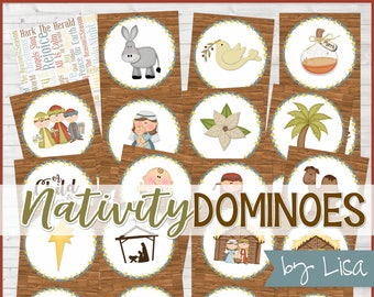 Printable Nativity Game, Christmas DOMINOES, Holiday Party Game, Party CRAFT Activity + BONUS Match Game - Instant Download by Lisa